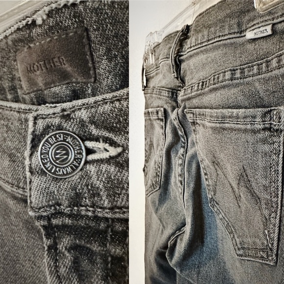 MOTHER The Rascal Slit Undone Hem in Tag You're It Size 24 Grey Slim Bootcut - Picture 16 of 17
